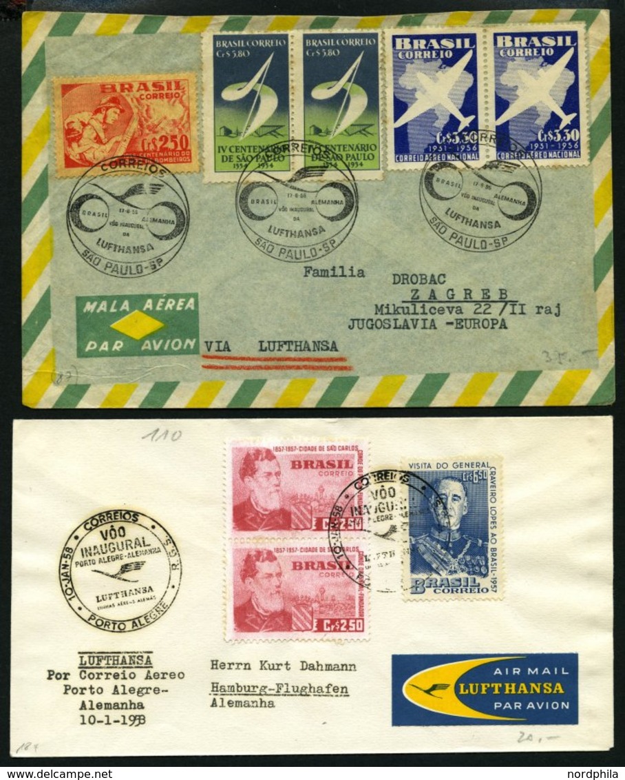 BRASILIEN 1956-80, 4 Verschiedene Luftpostbelege, Nur Erst-u. Sonderflüge, Pracht - Covers & Documents