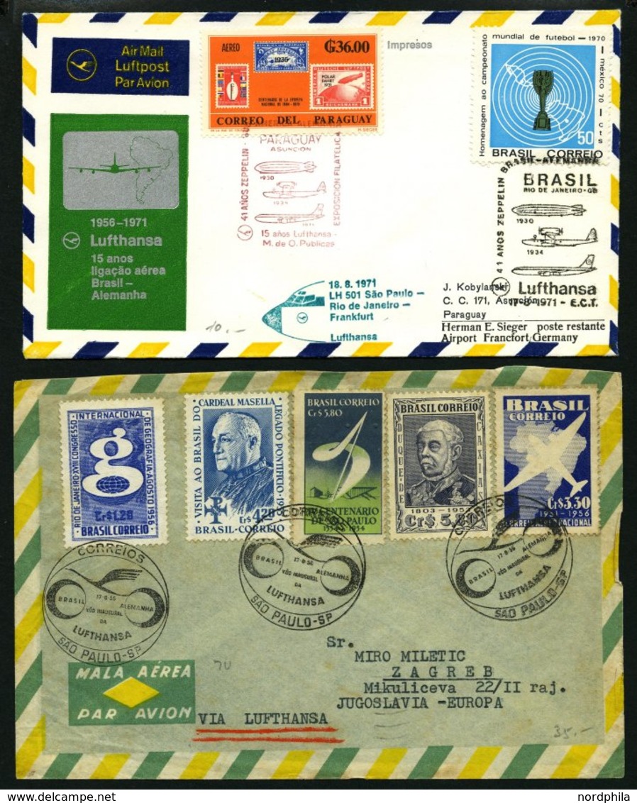 BRASILIEN 1956-80, 4 Verschiedene Luftpostbelege, Nur Erst-u. Sonderflüge, Pracht - Lettres & Documents