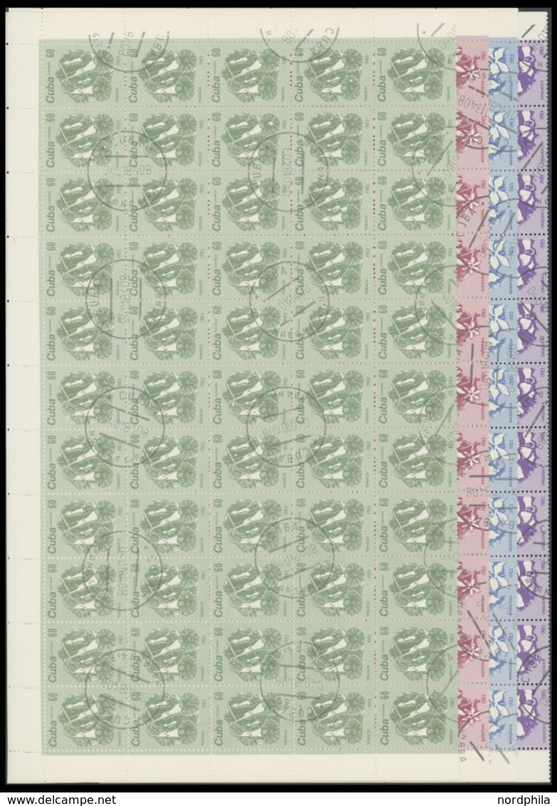 CUBA 2810-13 O, 1983, Blüten Im Bogensatz (100) Mit Zentrischen Stempeln, 1x Gefaltet, Pracht, Mi. 320.- - Sonstige & Ohne Zuordnung