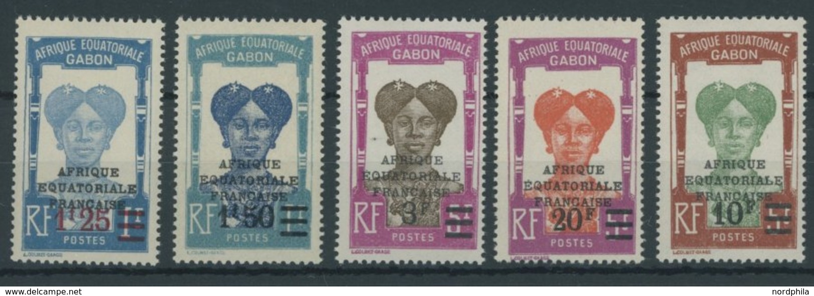 GABUN 118-22 **, 1926/7, Freimarken, Postfrischer Prachtsatz - Autres & Non Classés