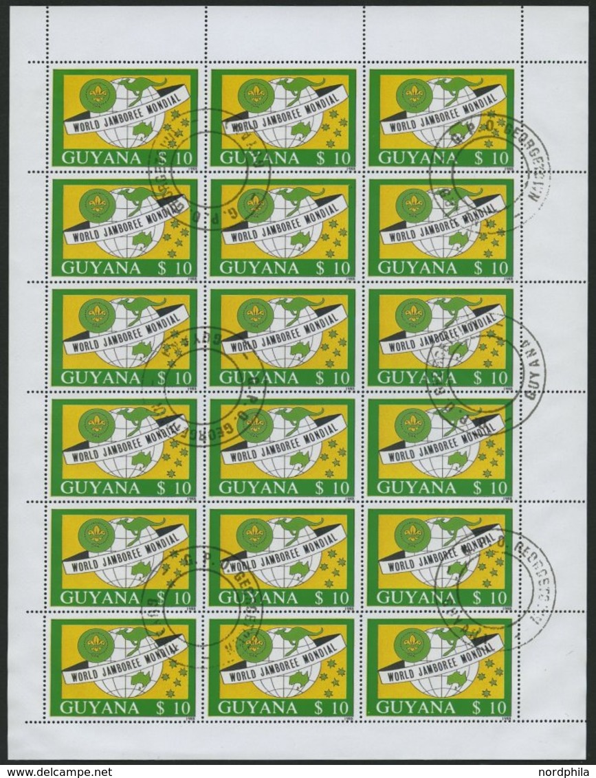 GUYANA 2490KB O, 1989, 10 $ Welt-Pfadfindertreffen Im Kleinbogen (18), Pracht, Mi. (270.-) - Guyane (1966-...)