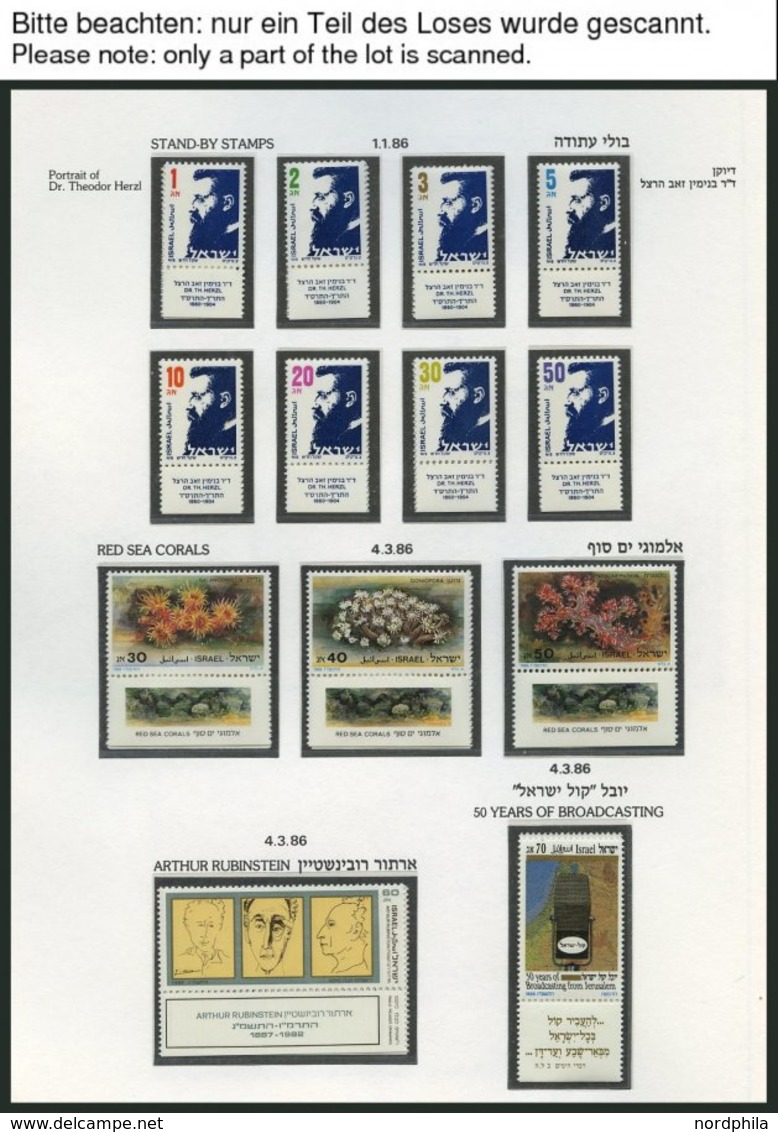 ISRAEL - SAMMLUNGEN, LOTS **, 1974-87, Komplette Teilsammlung Im Hebräischen Falzlosalbum, Pracht, Mi. 550.- - Collections, Lots & Séries