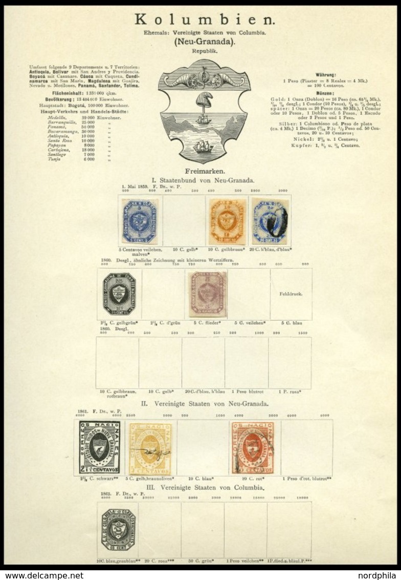 KOLUMBIEN (*),o,Brief , Alter Sammlungsteil Kolumbien Bis Ca. 1900, Mit 60 Werten Und 2 Belegen, Etwas Unterschiedlich,  - Kolumbien