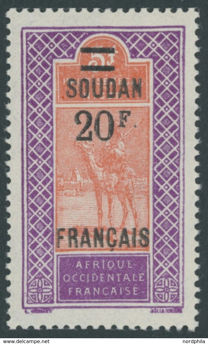 MALI 59 **, 1927, 20 Fr. Auf 5 Fr. Tuareg, Postfrisch, Pracht - Otros & Sin Clasificación