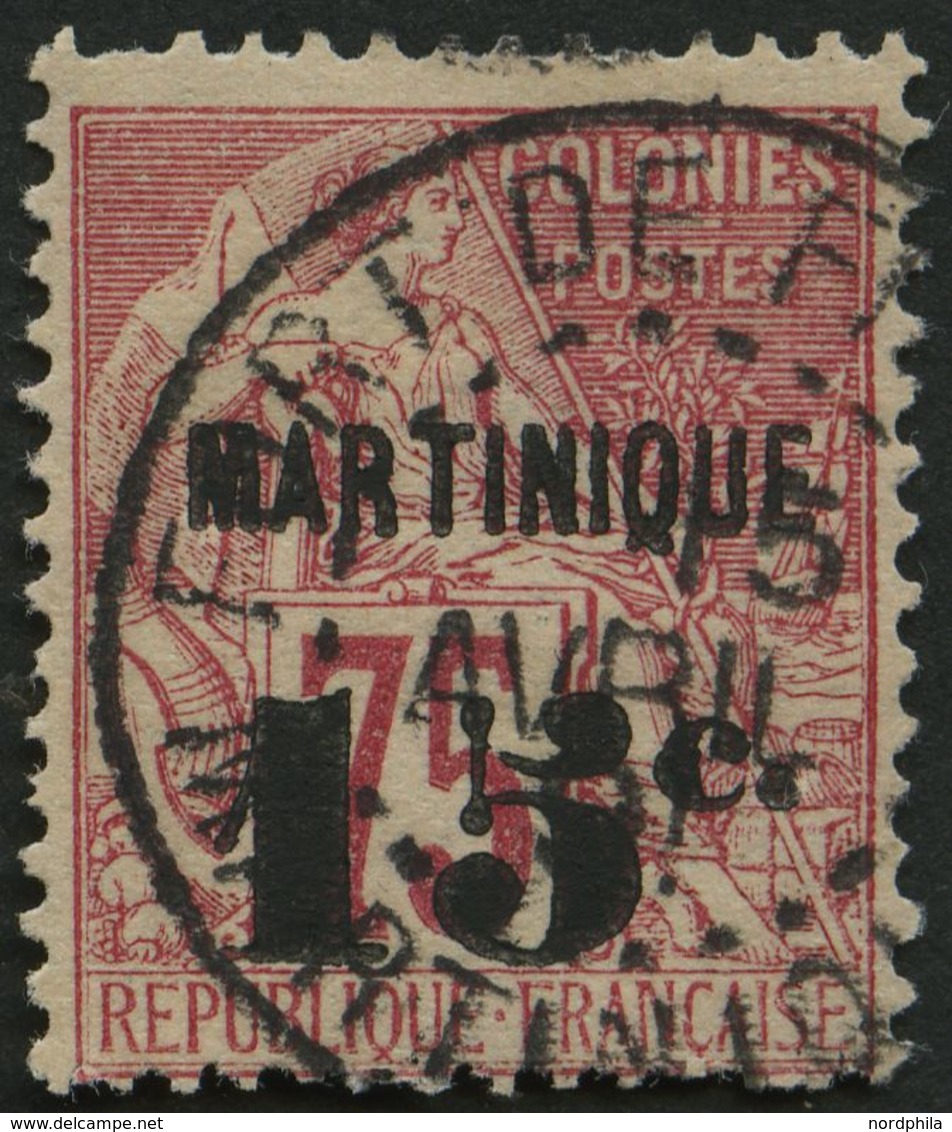 MARTINIQUE 17 O, 1888, 15 C. Auf 75 C. Karmin, Feinst/kleiner Zahnfehler, Signiert Köhler, Mi. 150.- - Sonstige & Ohne Zuordnung