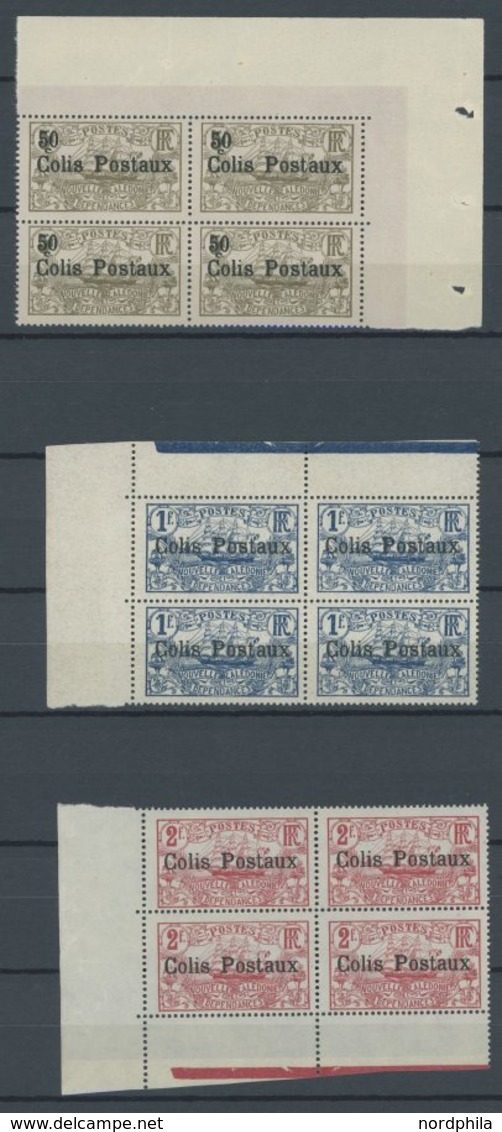 NEUKALEDONIEN P 1-3 VB **, Paketmarken: 1926, Colis Postaux In Eckrandviererblocks, Postfrisch, Pracht - Other & Unclassified