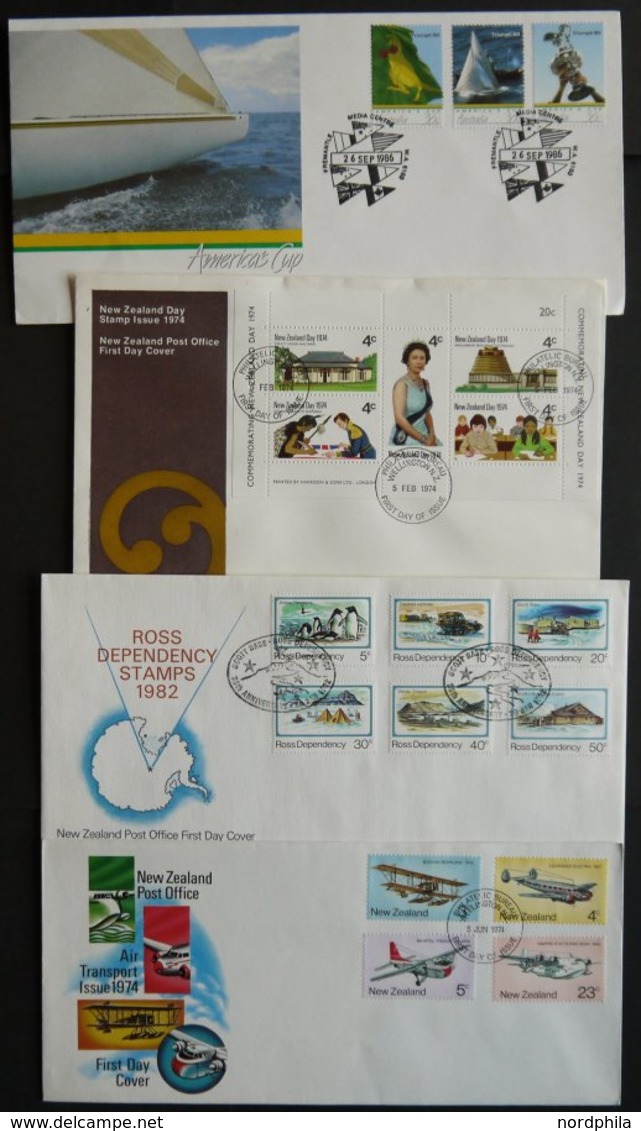 NEUSEELAND 1973-90, 65 Verschiedene FDC`s, Dazu 3 Gedenkblöcke Und Einige Besonderheiten, Prachterhaltung - Autres & Non Classés