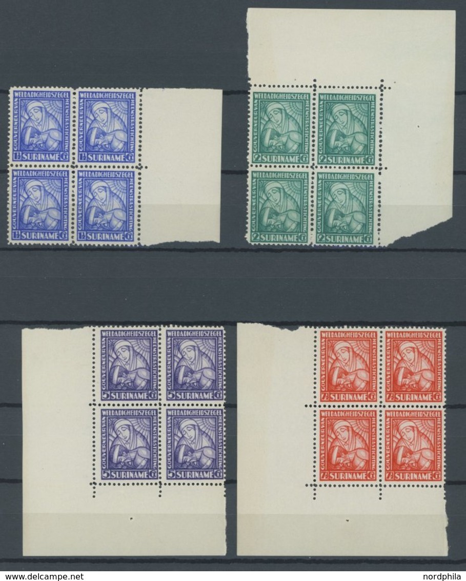 SURINAM 143-46 VB **, 1928, Gouverneur Van Heemstra Stiftung In Randviererblocks, Postfrisch, Gummi Teils Gebräunt Sonst - Surinam