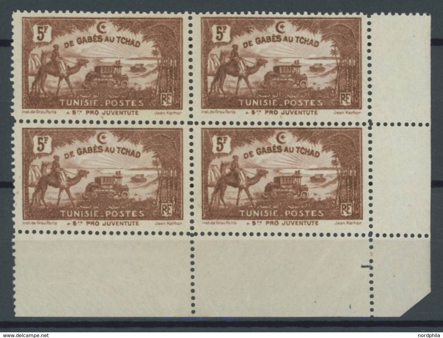 TUNESIEN 151-57 VB **, 1928, Kinderfürsorge In Postfrischen Eckrandviererblocks, Pracht - Unused Stamps