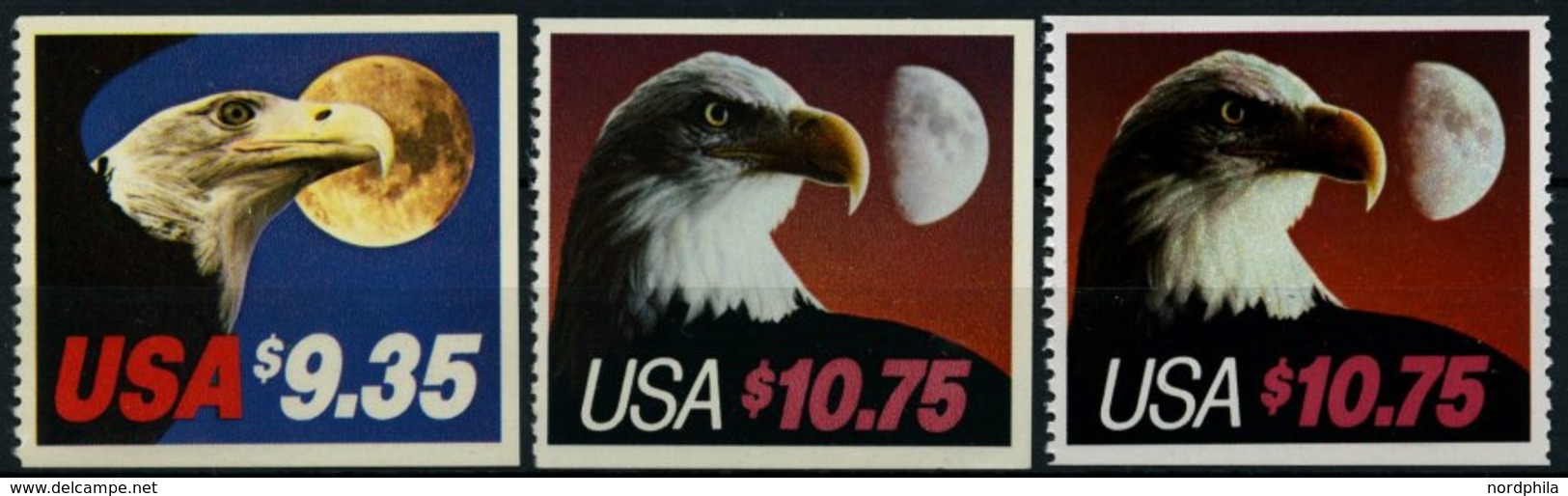 USA 1648D,1750uD,vC **, Scott 1909,2122,2122b, 1983/9, 9, 35 Und 10.75 $ Weißkopfadler, Pracht - Gebraucht