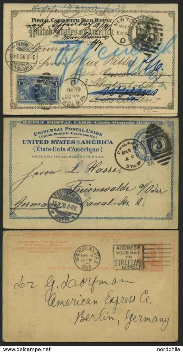 GANZSACHEN 1893-1951, 5 Verschiedene Gebrauchte Frage- Und Antwortkarten (Paid Reply Postal Cards) Komplett, Feinst/Prac - Autres & Non Classés