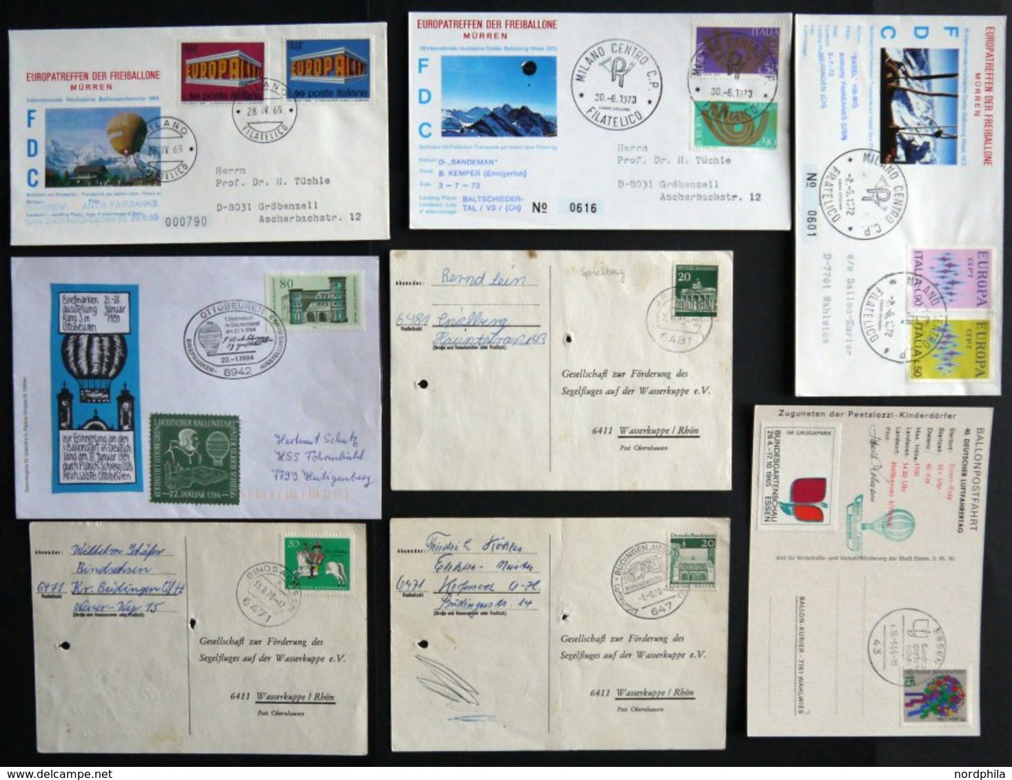 SLG., LOTS DEUTSCHLAND 1946-84, Nachkriegs-Ballonpost, 24 Verschiedene Belege Aus 9 Ländern Mit Besonderen Frankaturen,  - Collections