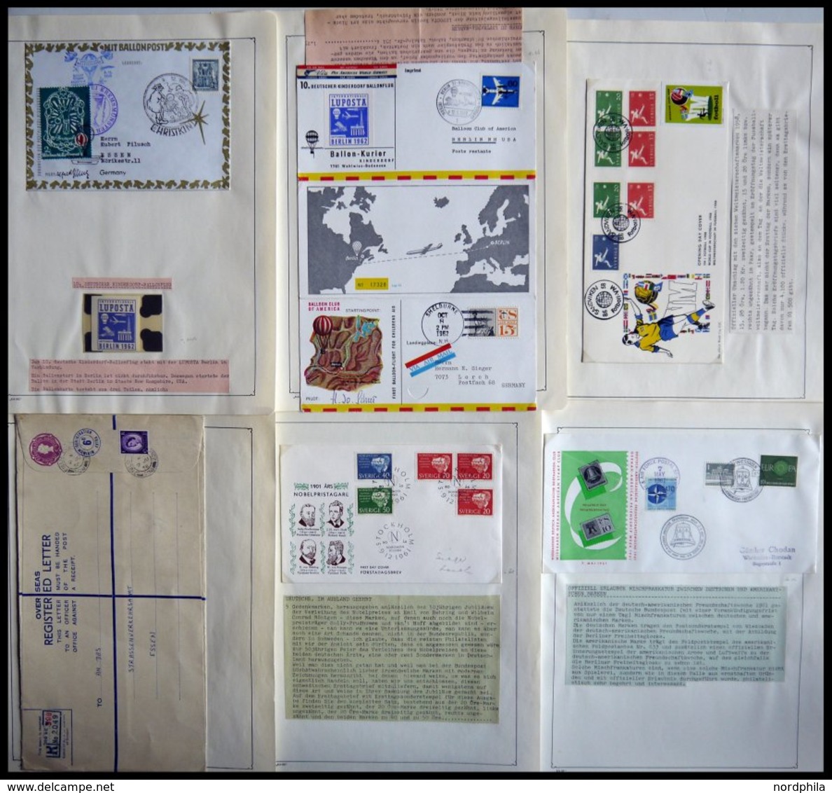 SLG. EUROPA Ca. 1958-62, Sammlung Mit 41 Belegen, U.a. Kinderdorf-Ballonpost, Underberg-Luftschiffpost, Kronfeld-Gedenks - Autres - Europe