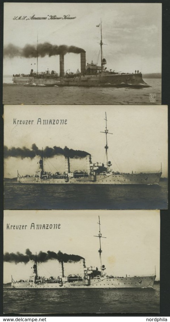 ALTE POSTKARTEN - SCHIFFE KAISERL. MARINE BIS 1918 S.M.S. Amazone, 3 Karten - Warships