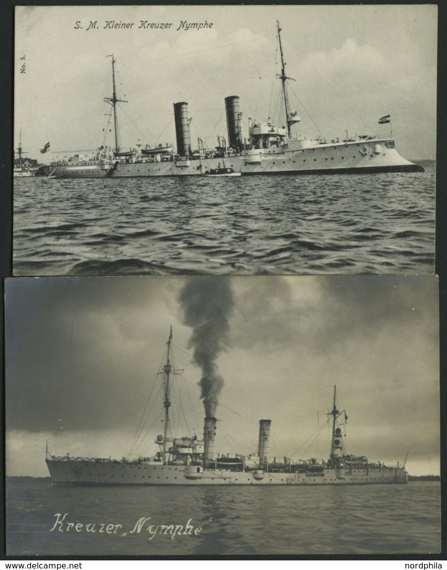 ALTE POSTKARTEN - SCHIFFE KAISERL. MARINE BIS 1918 S.M. Kleiner Kreuzer Nymphe, 2 Ungebrauchte Karten - Warships