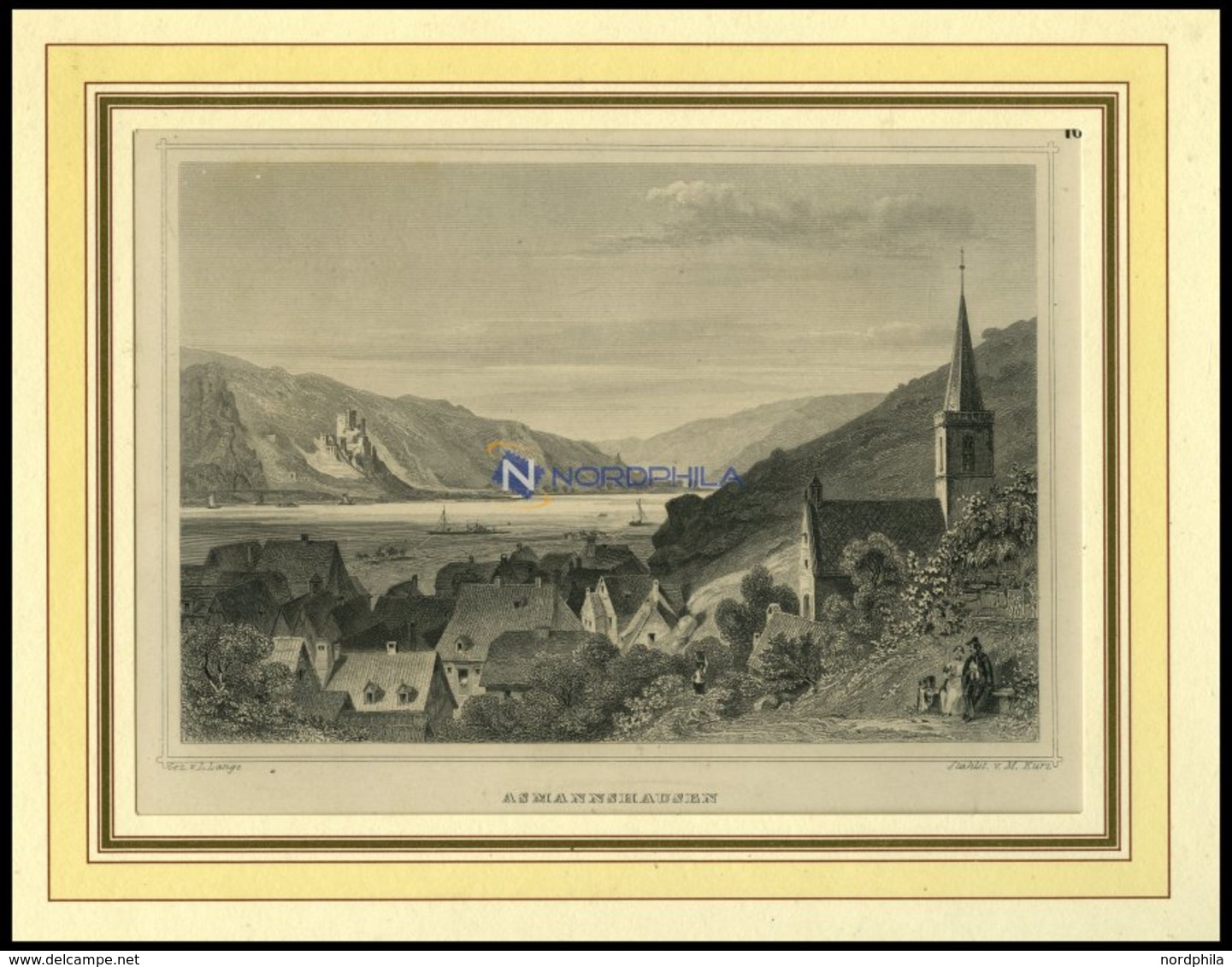 ASSMANNSHAUSEN, Gesamtansicht, Stahlstich Von Lange/Kurz Um 1840 - Lithographies