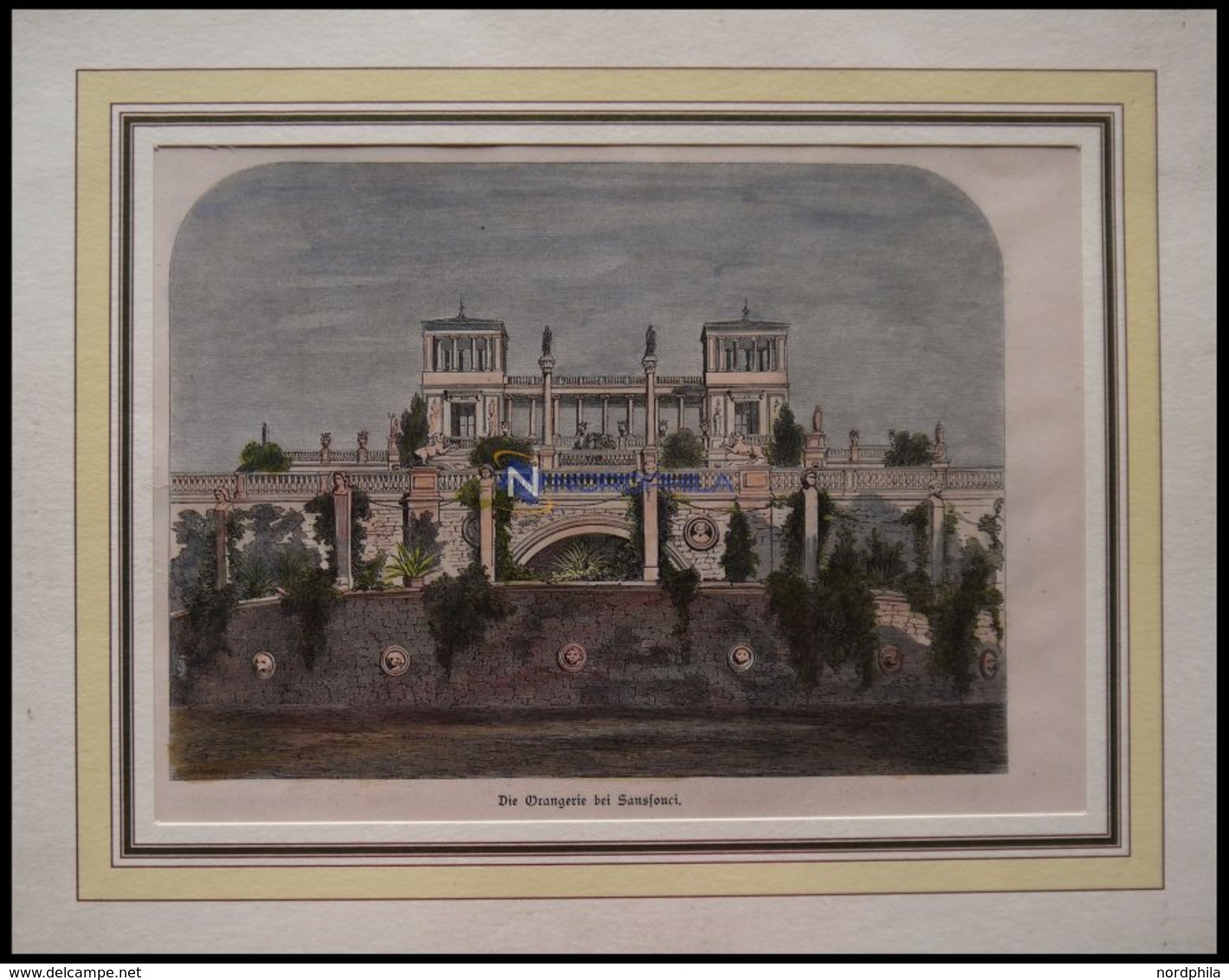 BERLIN: Die Orangerie Bei Sanssouci, Kolorierter Holzstich Um 1880 - Lithographies