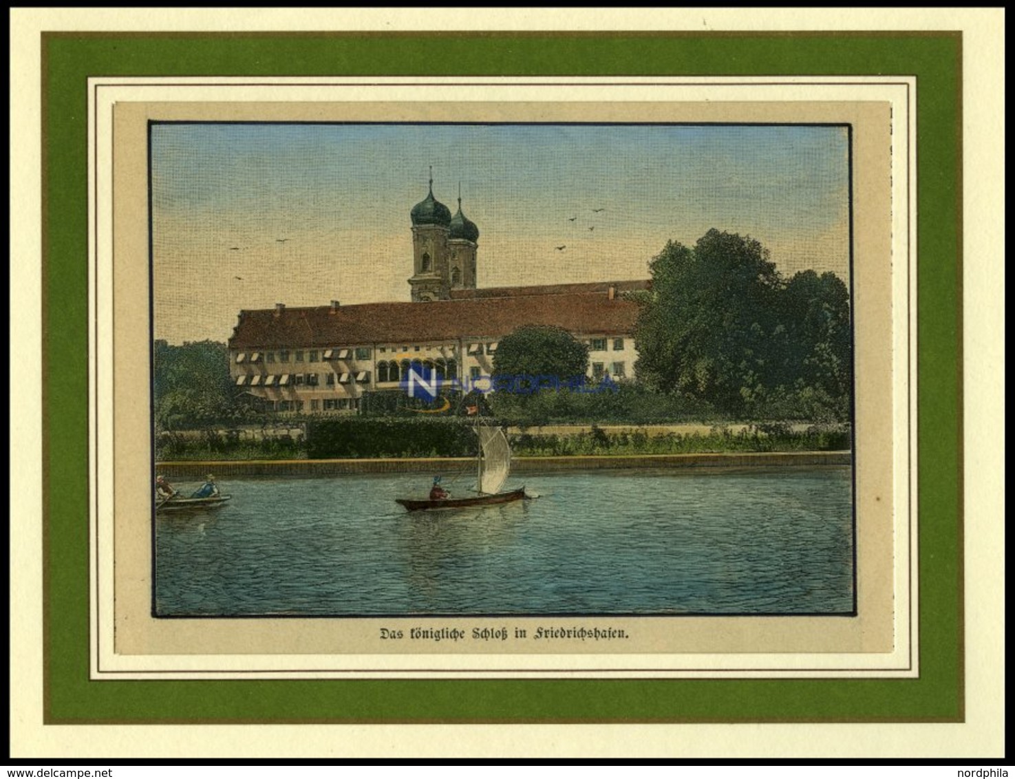 FRIEDRICHSHAFEN: Das Königliche Schloß, Kol. Holzstich Um 1880 - Lithographien