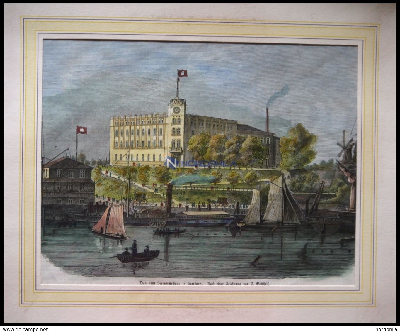 HAMBURG: Das Neue Seemannshaus, Kolorierter Holzstich Nach Gottheil Um - Lithographies