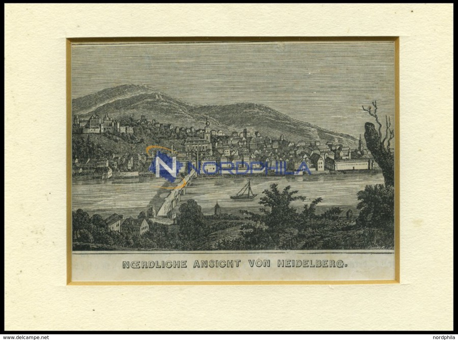 HEIDELBERG, Nördliche Gesamtansicht, Holzstich Von Heunisch Um 1840 - Lithographies