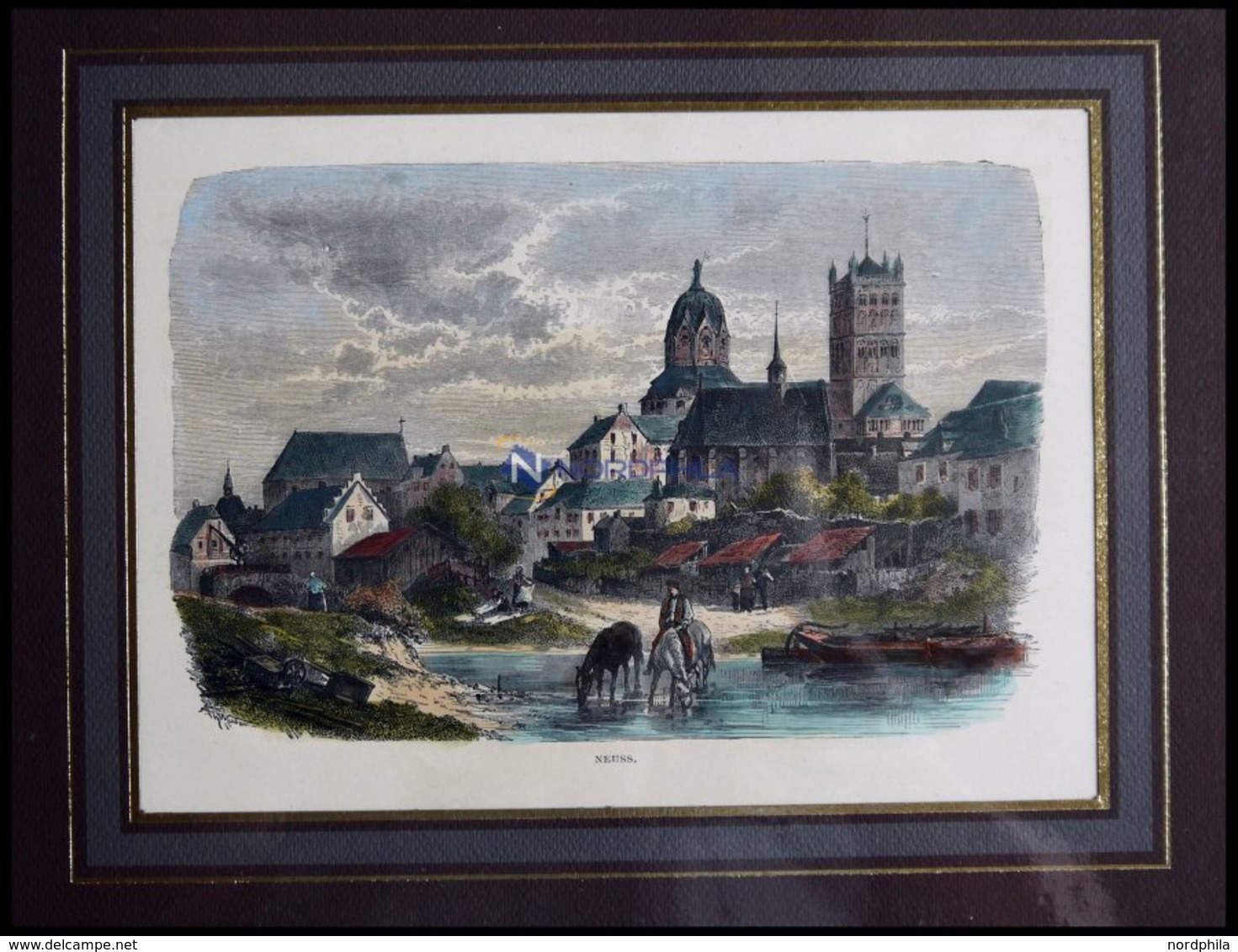 NEUSS, Gesamtansicht, Kol. Holzstich Aus Stieler Um 1880 - Lithographien