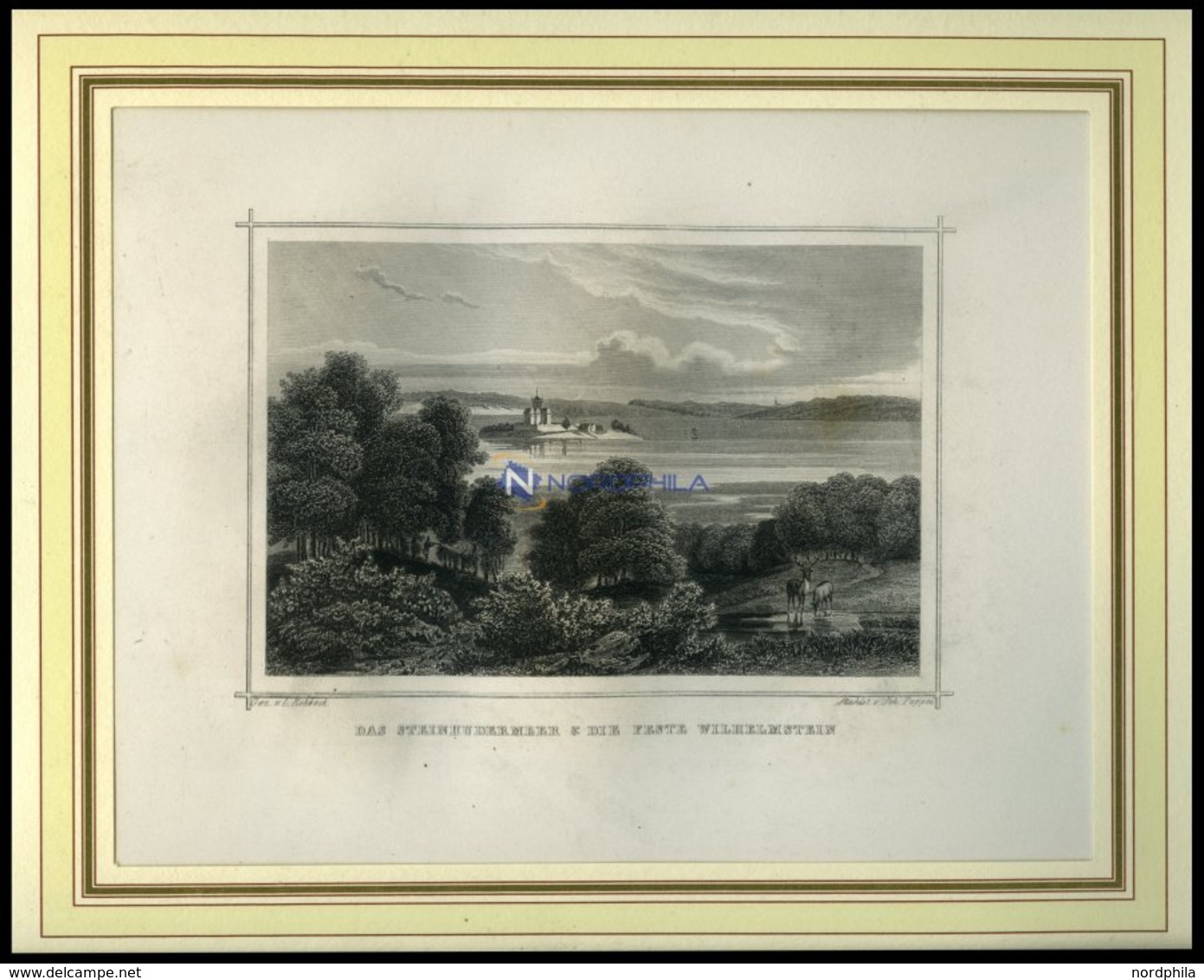 Das STEINHUDER MEER Und Die FESTUNG WILHELMSTEIN, Stahlstich Von Rohbock/Poppel Um 1840 - Lithographies