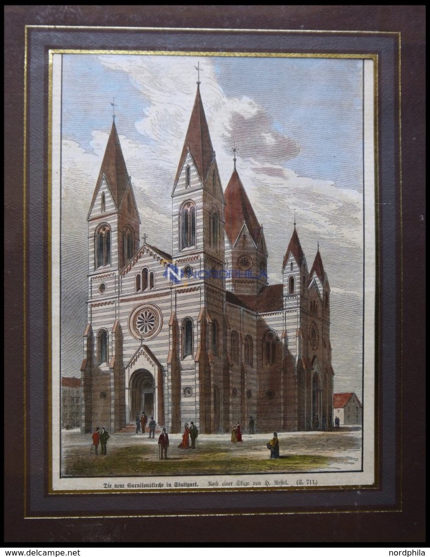 STUTTGART: Die Neue Garnisionskirche, Kolorierter Holzstich Aus über Land Und Meer Um 1880 - Lithographien