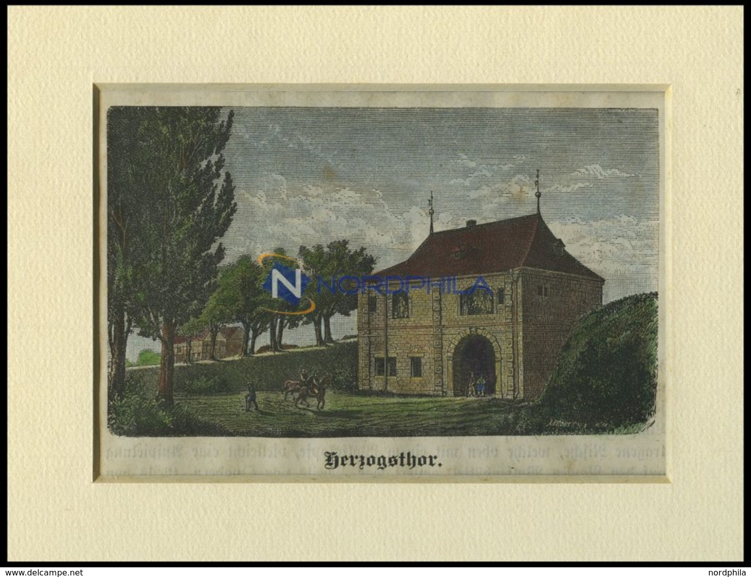 WOLFENBÜTTEL: Das Herzogsthor, Kolorierter Holzstich Auf Vaterländische Geschichten Von Görges 1843/4 - Lithographies