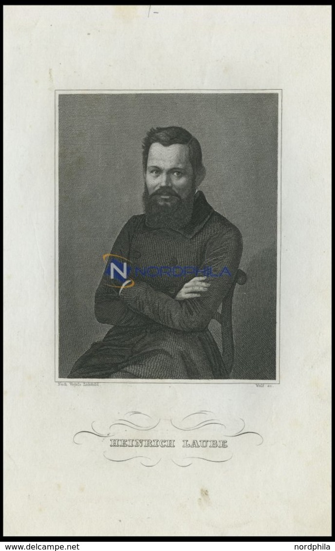 Heinrich Laube, Deutscher Schriftsteller, Dramatiker Und Theaterleiter, Stahlstich Von Wolf Sc. Um 1840 - Lithographien