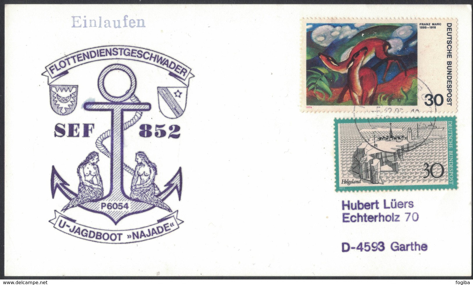 AN134    Siren, Sirena - German Marine, U-hunting Boat Najade, Postcard 1995 - Mitologia
