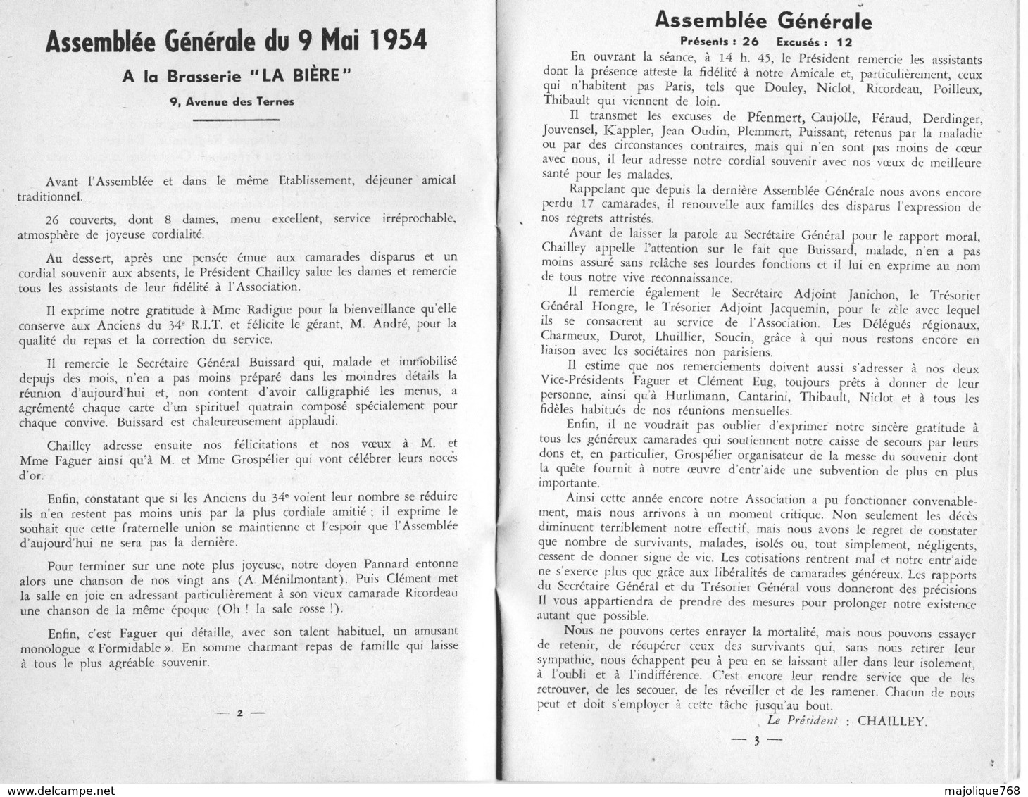 Bulletin N°17 Juin 1954 Les Anciens Combattants Du 34e Territorial 1914-1918 - - Frankreich