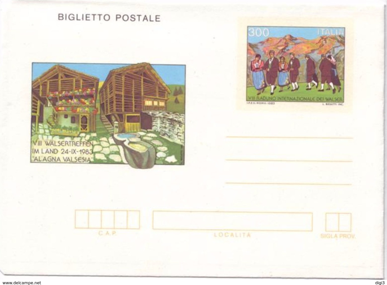 Italia, 1983, Biglietto Postale, Raduno Internazionale Dei Walser, L. 300, Nuovo - Interi Postali