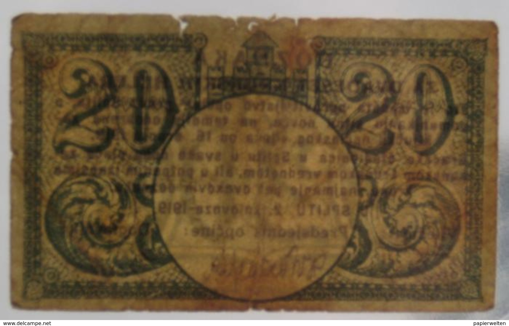 Croatia Notgeld - Split 20 Krunskih Helera 1919 - Kroatien