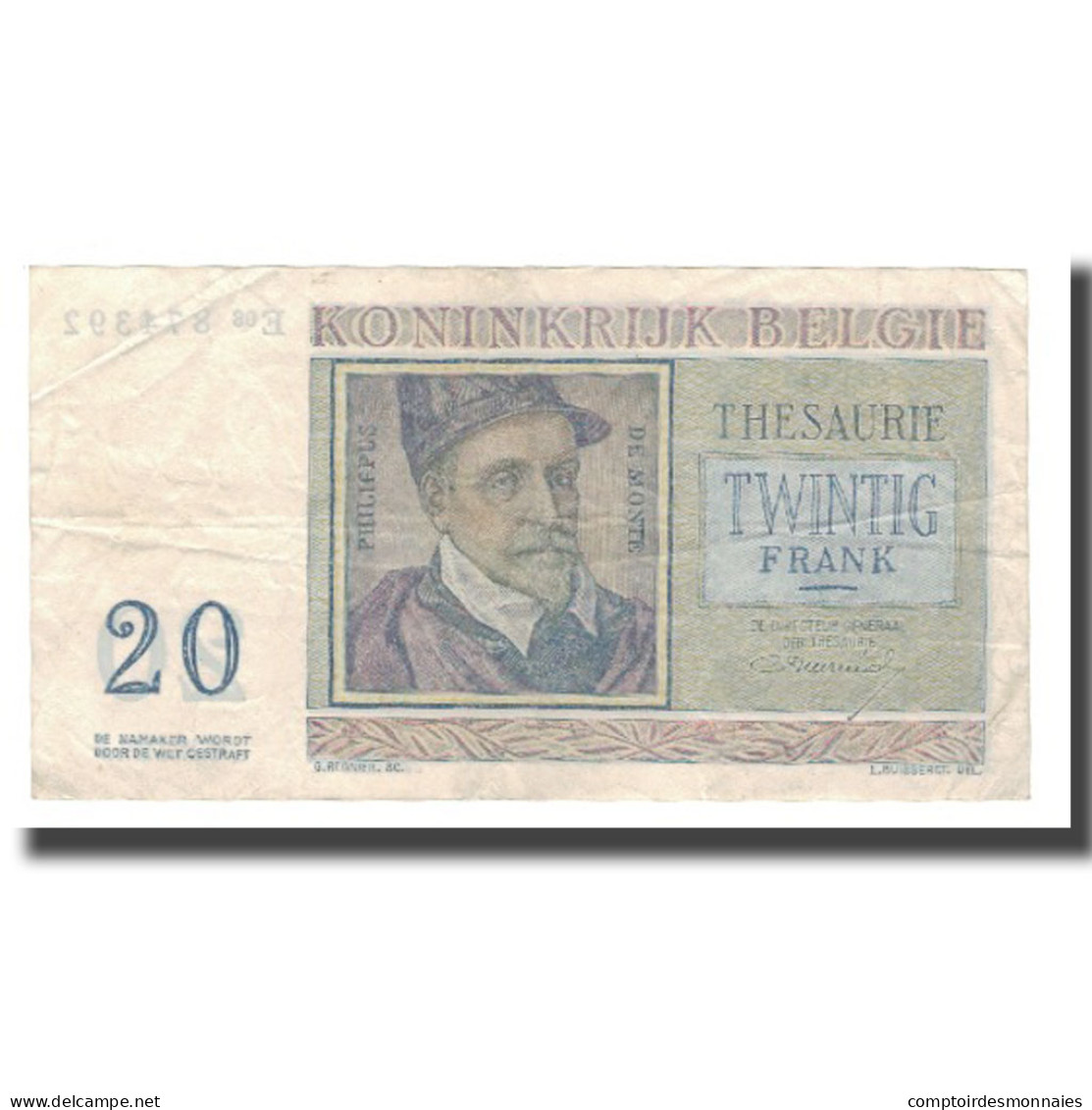 Billet, Belgique, 20 Francs, 1956, 1956-04-03, KM:132b, TB+ - 20 Francos