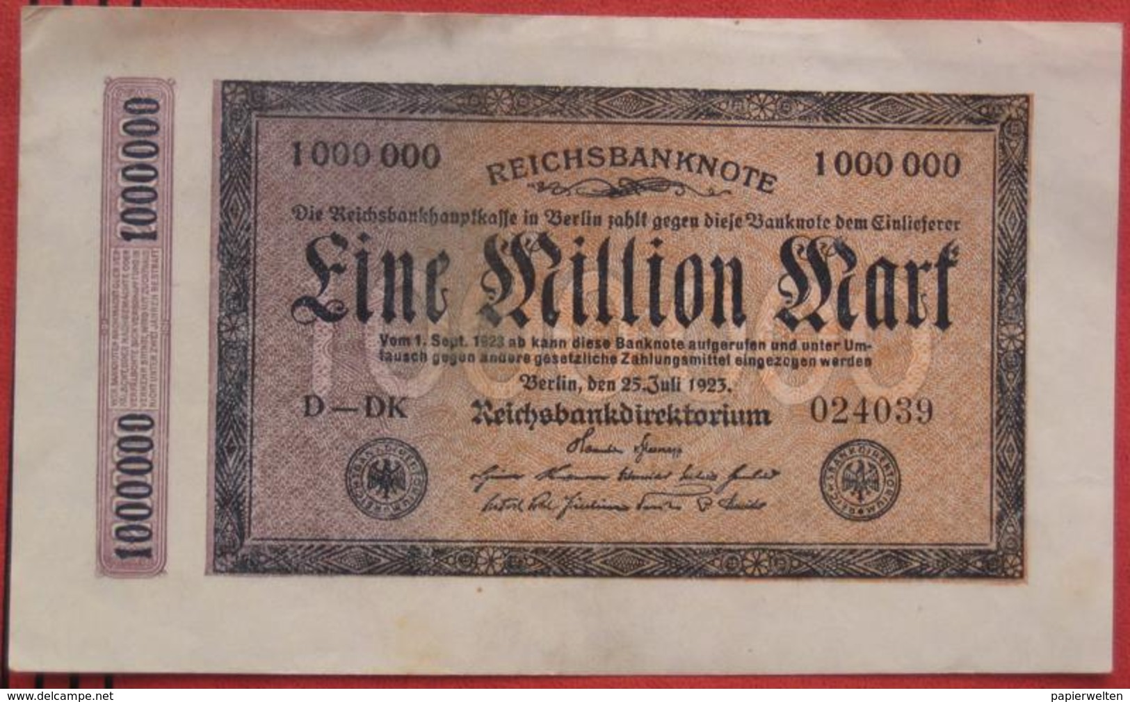 1000000 Mark 25.7.1923 (WPM 93) 1 Million - 1 Miljoen Mark