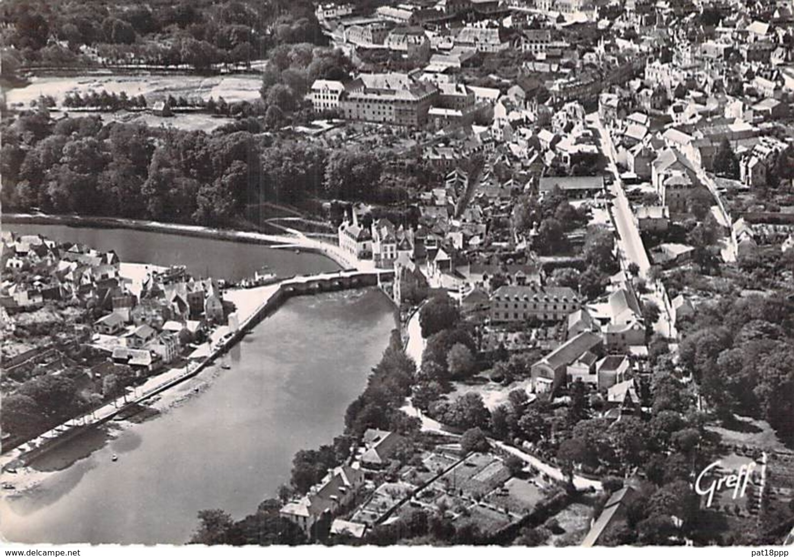 56 - AURAY : Vue Aérienne - La Ville Et Le Vieux Pont Sur Le Loch - CPSM Dentelée Noir Blanc Grand Format 1953 Morbihan - Auray