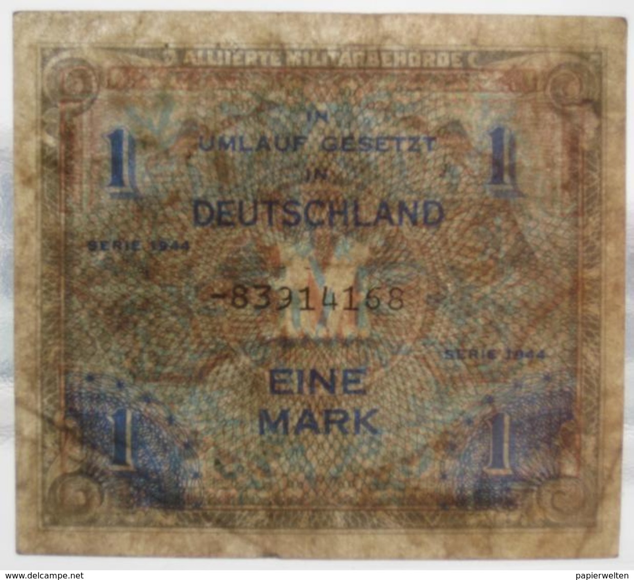 1 / Eine Mark 1944 (WPM 192) "Alliierte Militärbehörde" Ersatznote - 1 Mark