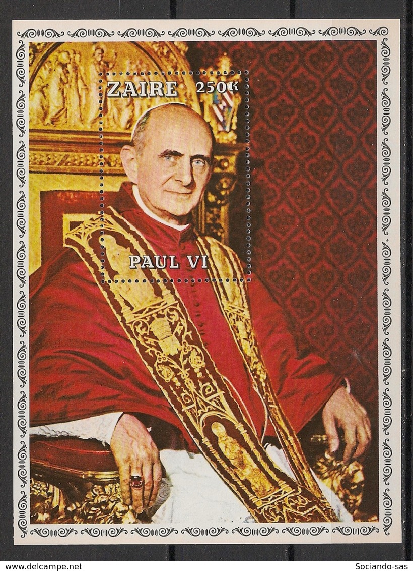 Zaire - 1979 - Bloc / Mini Sheet N°Yv. 12 - Pape / Pope Paul VI - Neuf Luxe ** / MNH / Postfrisch - Papi