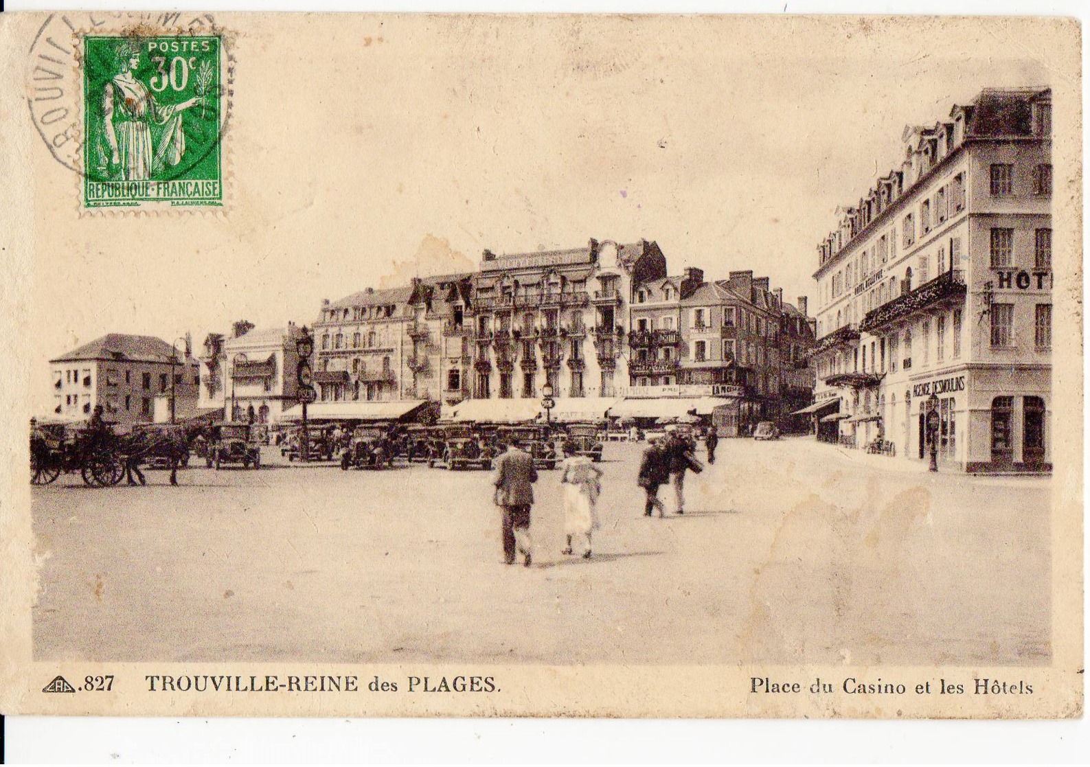 ETAMPES CP N° 16(?) Villeneuve Sur Auvers En Arrivee 1937, Vue TROUVILLe Place Du Casino - Handstempel