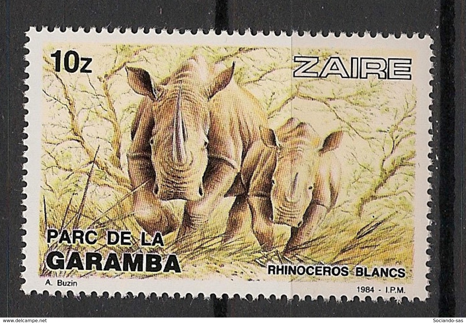 Zaire - 1984 - N°Yv. 1149 - Garamba / Rhinoceros - Neuf Luxe ** / MNH / Postfrisch - Rhinoceros