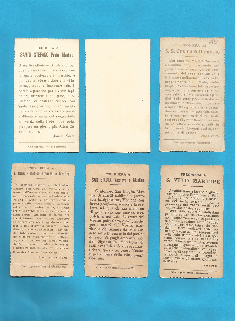 Lotto 6 Santini Santi Martiri Serie EB Seppia Fustellati Numeri. 205, 200, 231, 223, 223, 201 #Santino - Religion & Esotericism