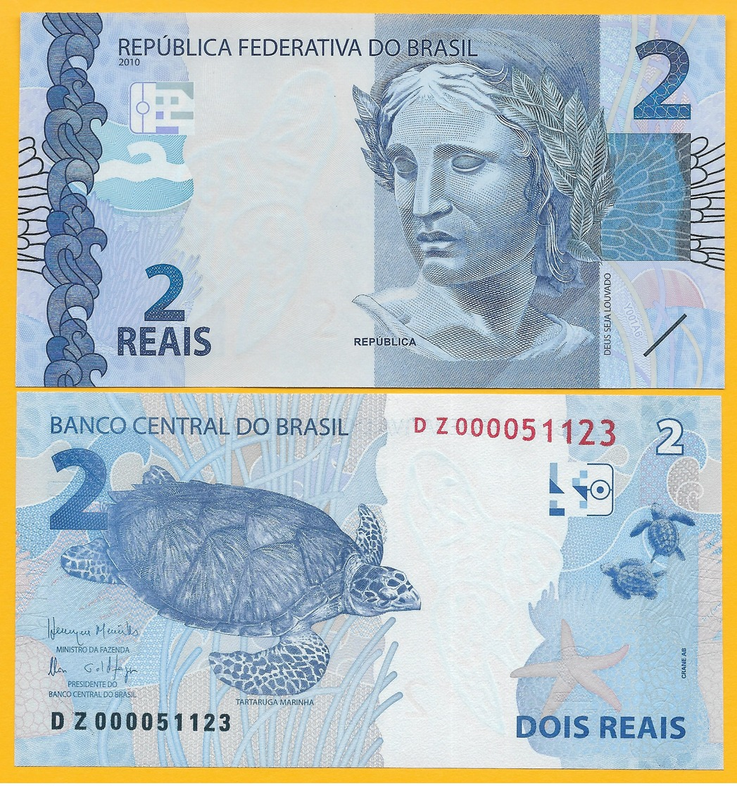 Brazil 2 Reais P-252d 2010 (Prefix DZ) UNC Banknote - Brazil