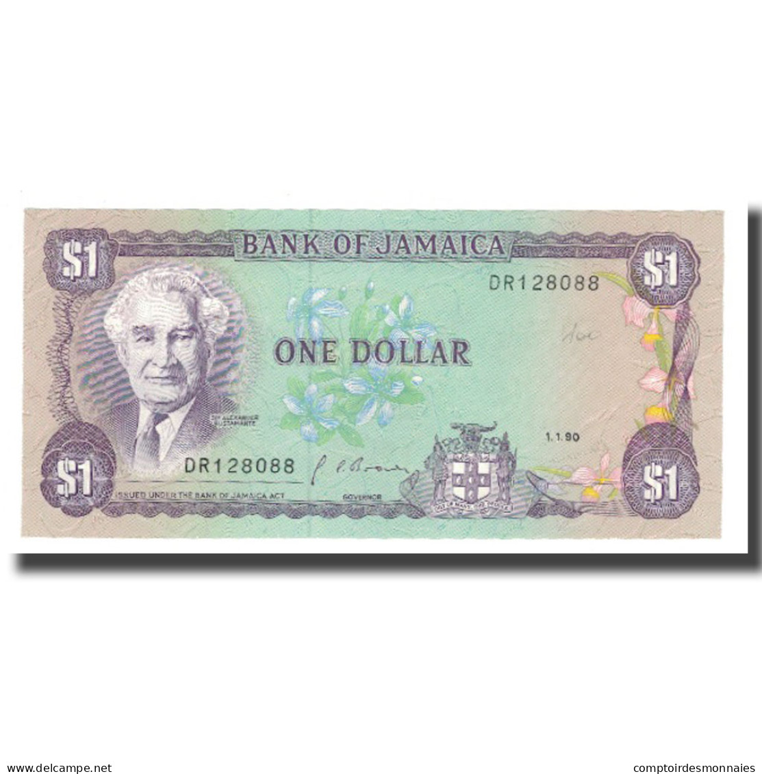 Billet, Jamaica, 1 Dollar, 1985-1990, 1990-01-01, KM:68Ad, NEUF - Jamaica