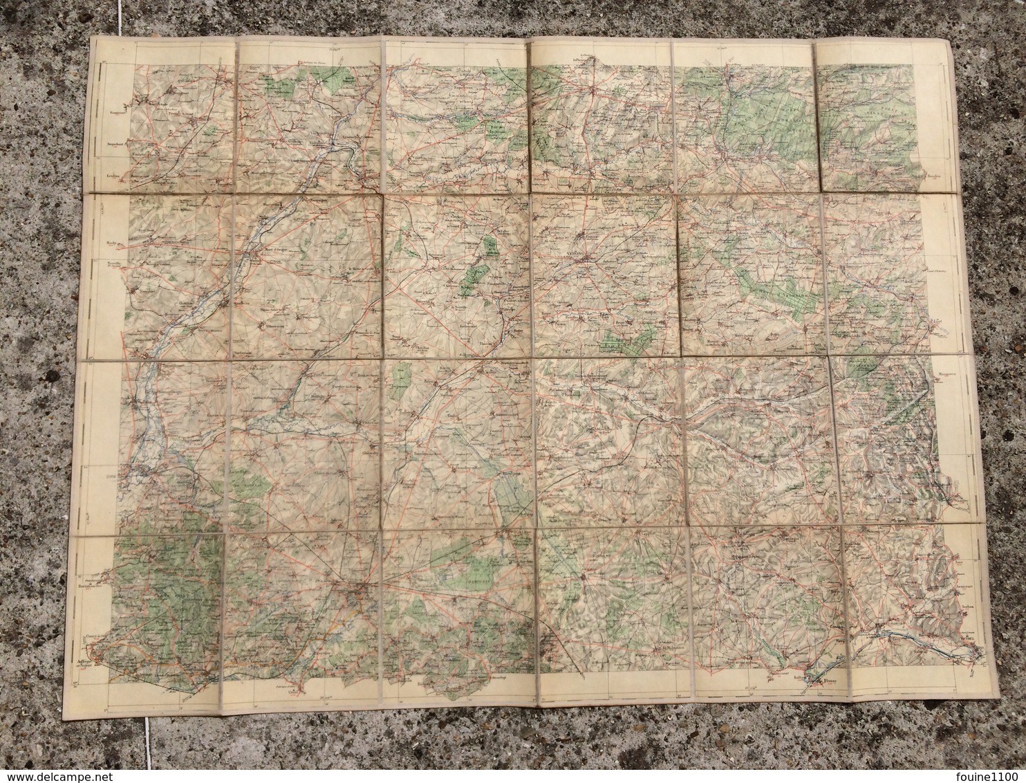 CARTE D ETAT MAJOR ENTOILEE LAON PARPEVILLE CRECY SUR SERRE VOYENNE MARLE EPPES VERVINS GUISE BURELLES AUBENTON SISSONNE - Cartes Topographiques