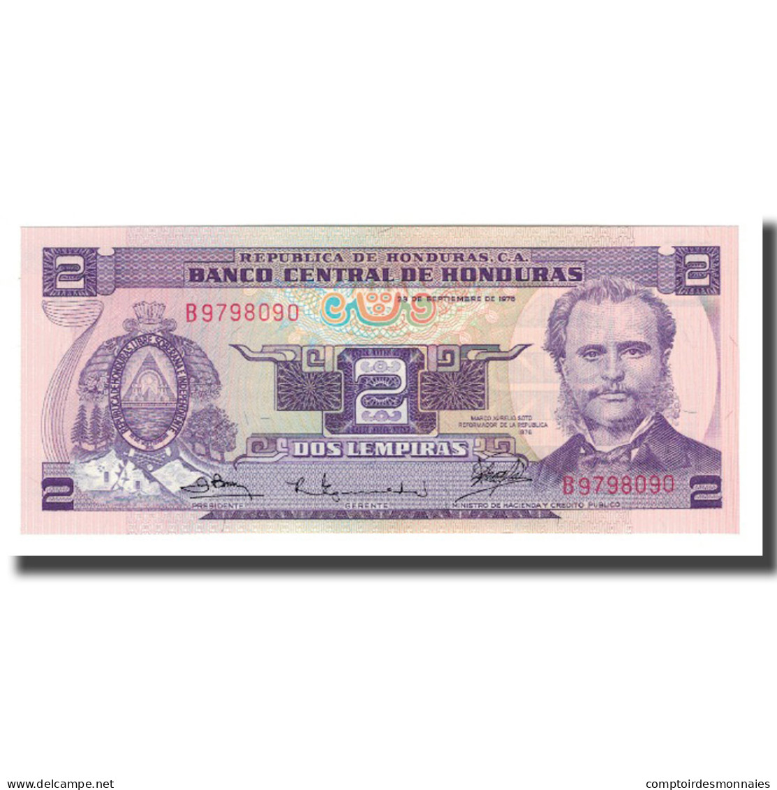 Billet, Honduras, 2 Lempiras, 1976, 1976-09-23, KM:61, NEUF - Honduras