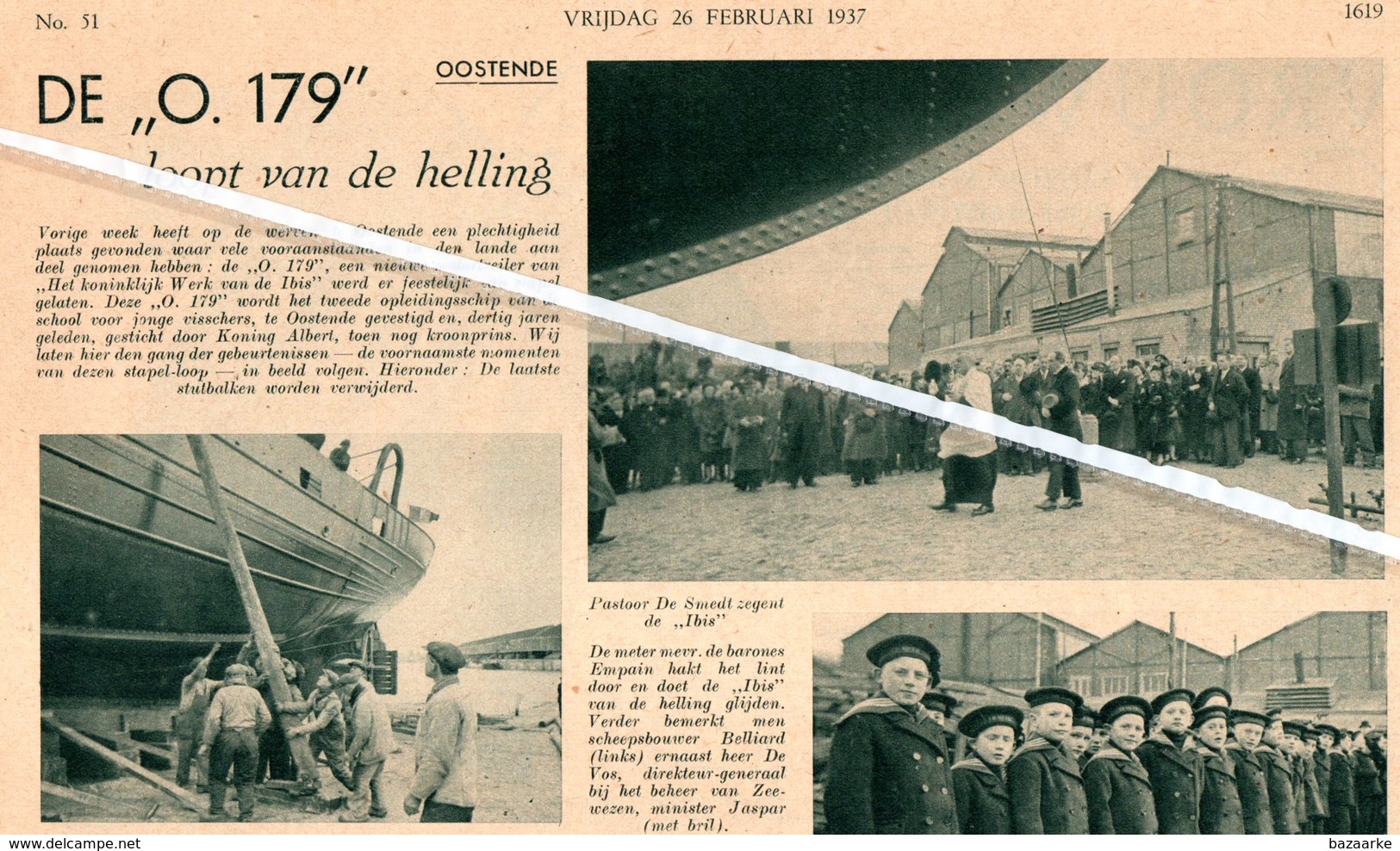 OOSTENDE..1937.. DE Q. 179 LOOPT VAN DE HELLING - Zonder Classificatie