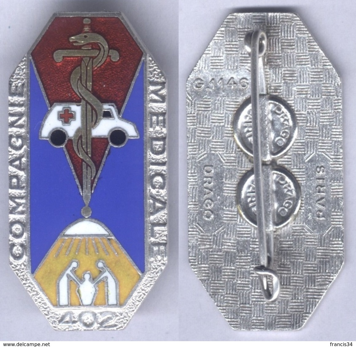 Insigne De La 402e Compagnie Médicale - Medical Services