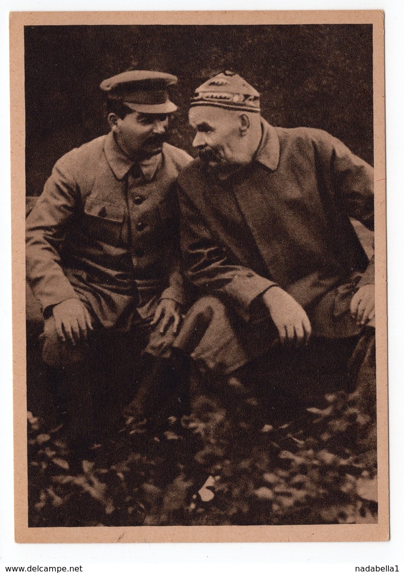 JOSEPH STALIN & MAXIM GORKY, MOSCOW, RED SQUARE  1931, POSTCARD,  NOT USED - Russia