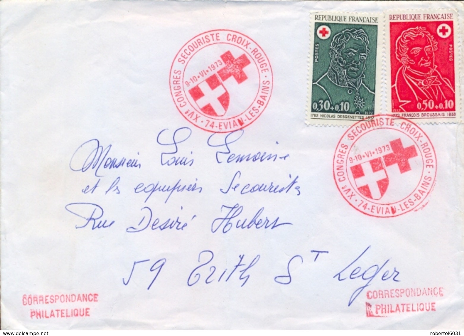 France 1973 Cover With Special Handstamp Congres Secouriste Croix Rouge Red Cross Rescuer Congress - Cruz Roja