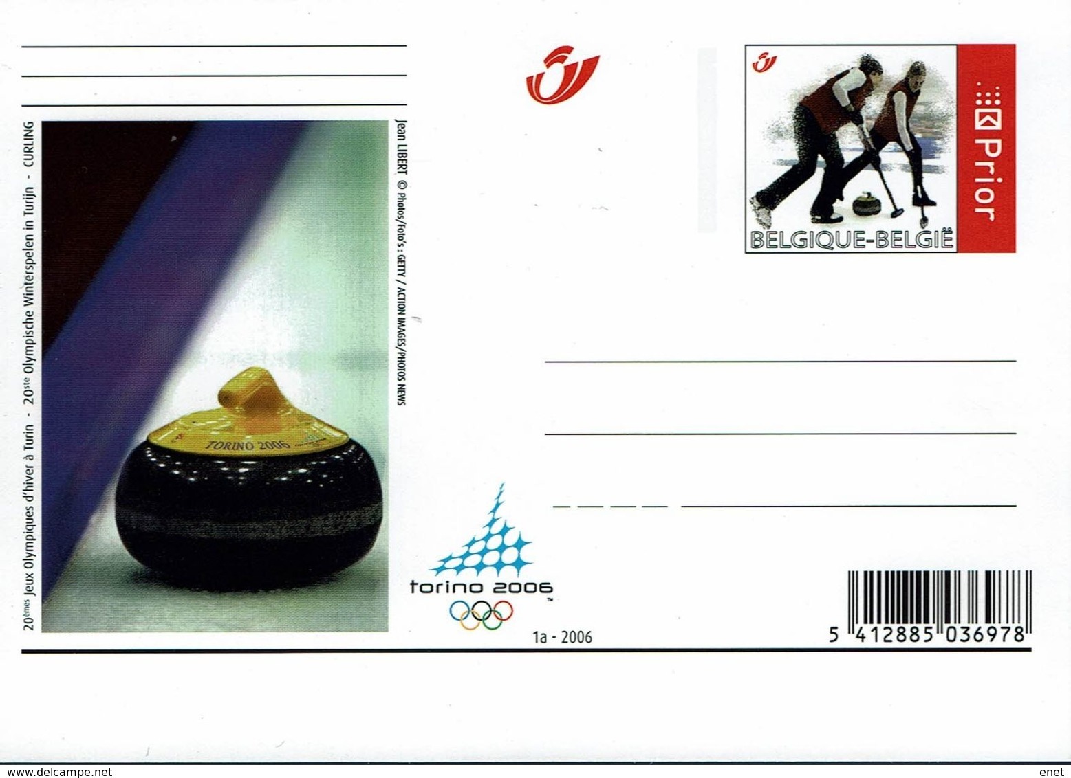 Belgien Belgie Belgium 2006 - Eisstockschießen Curling - Briefkarte - Winter 2006: Turin